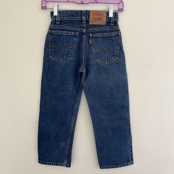 LEVI’S Vintage Orange Tab 565 Wide Leg Loose Fit Jeans, Med Wash- Size 7-8 Years - Picture 1 of 11